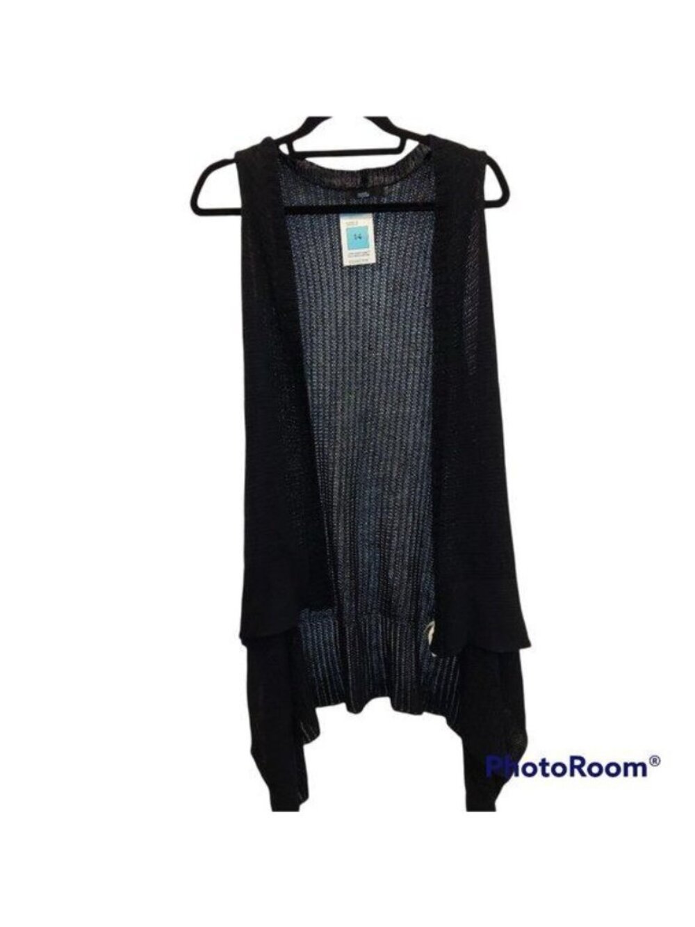 New With Tags Marks & Spencer Women 14 Black open front Linen blend waterfall